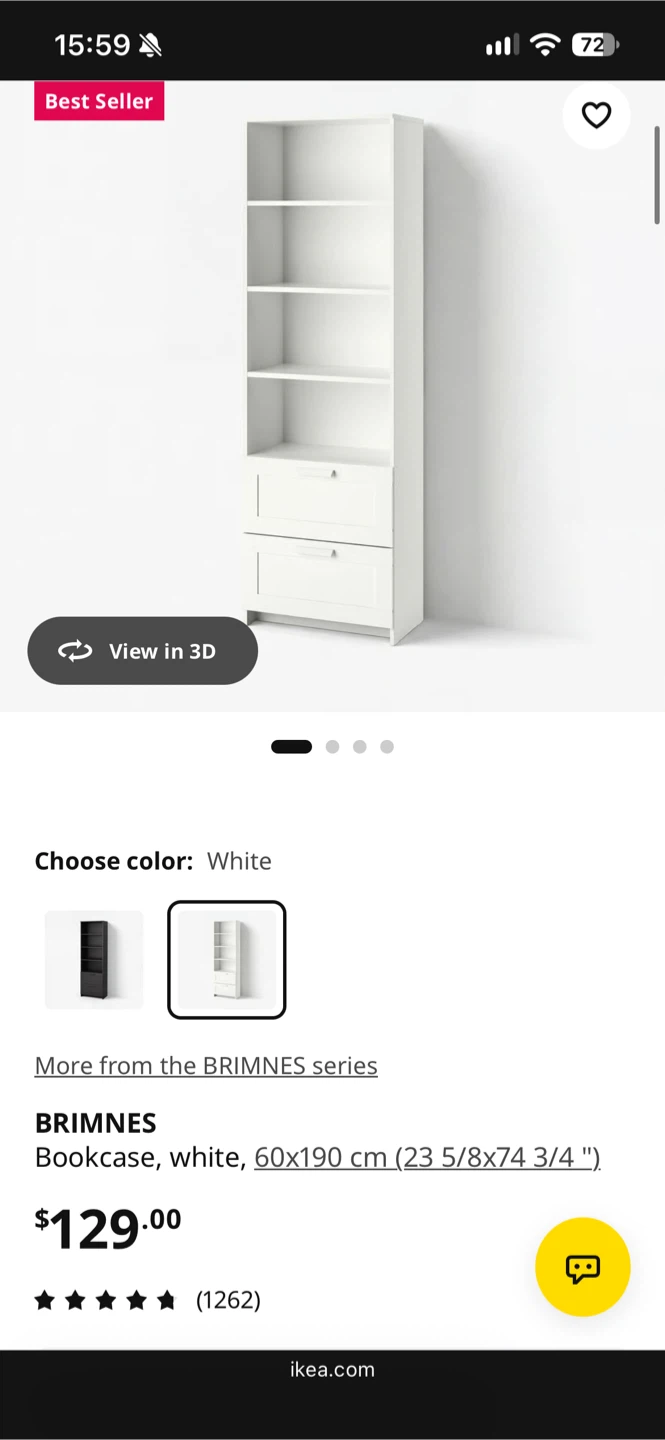 IKEA Brimnes Bookcase with Drawers - White - photo 3