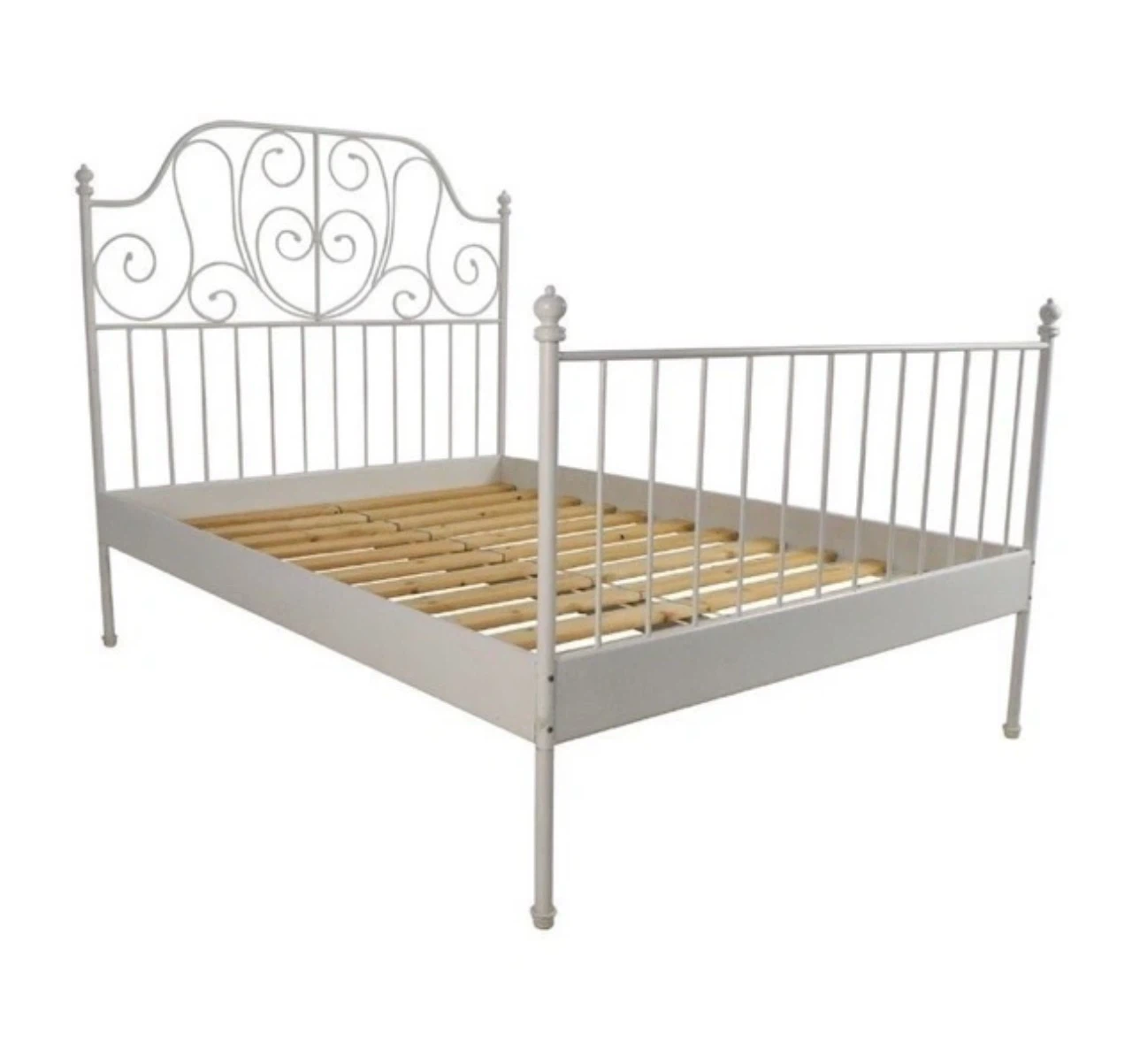 IKEA off white metal bed frame with mattress - photo 4