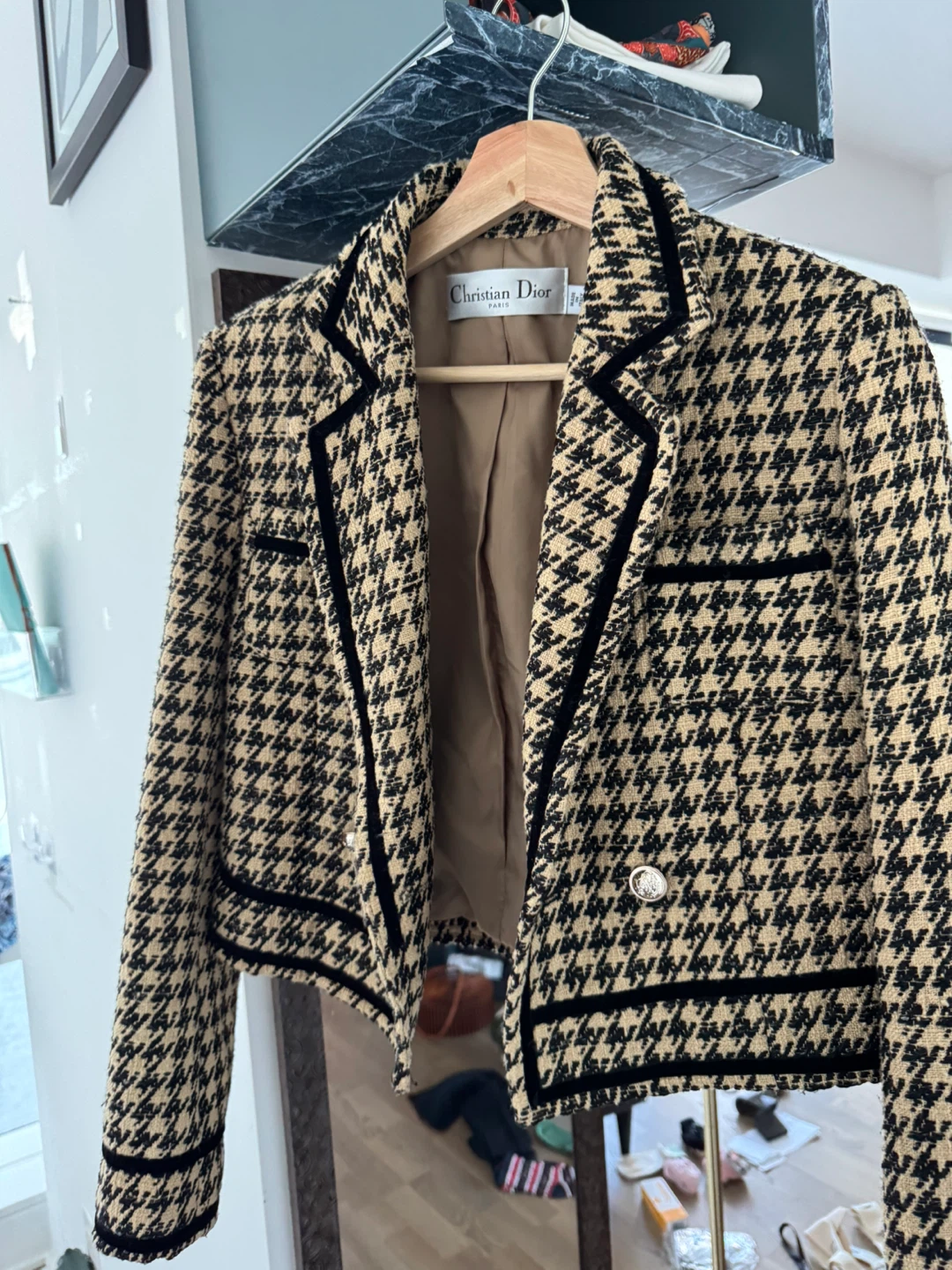 Christian Dior Houndstooth Tweed Blazer