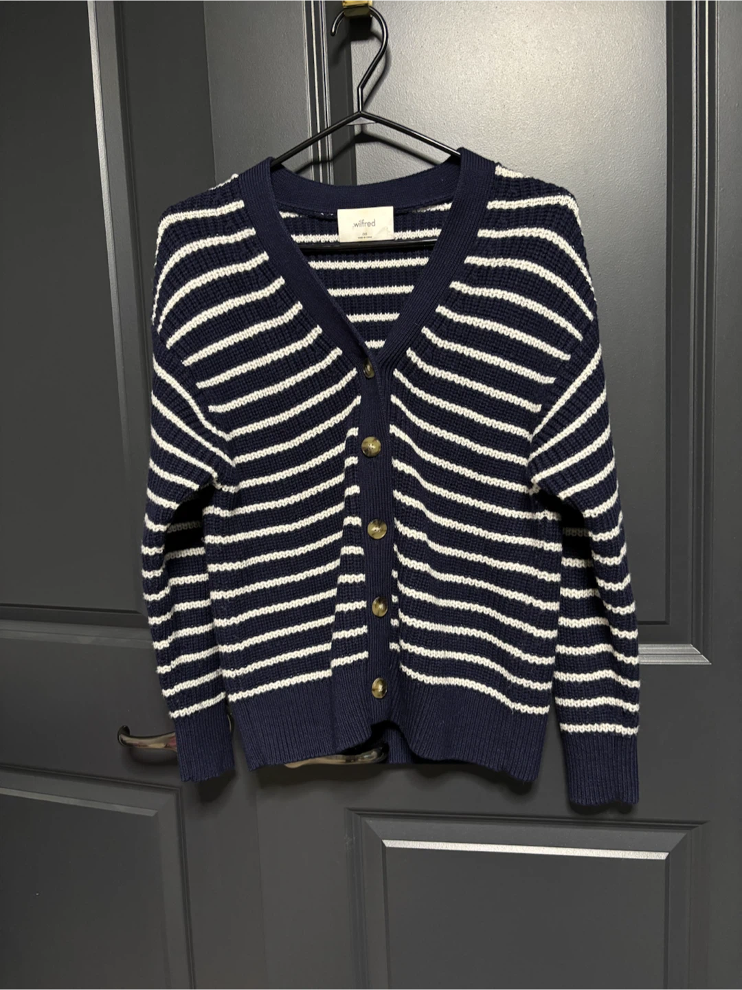 Wilfred Striped Cardigan Navy/White