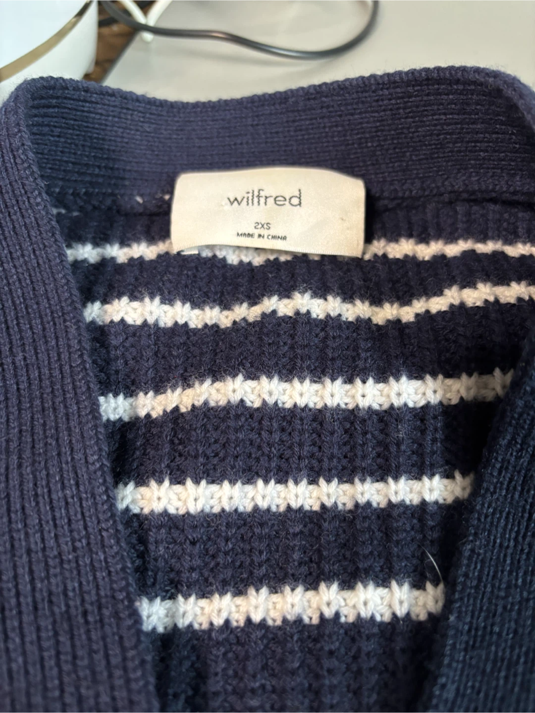 Wilfred Striped Cardigan Navy/White - photo 5