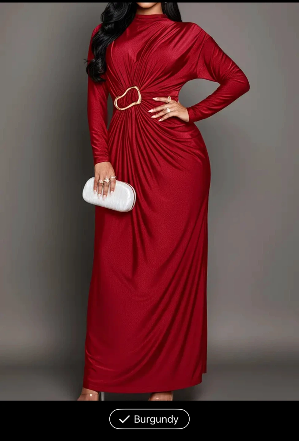 Gorgeous Burgundy Long Sleeve Dress