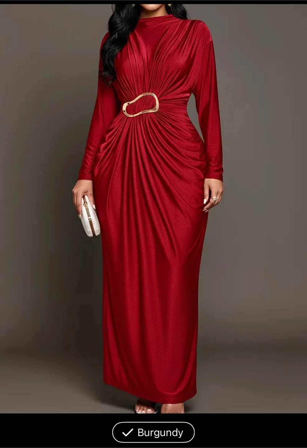 Gorgeous Burgundy Long Sleeve Dress - photo 2