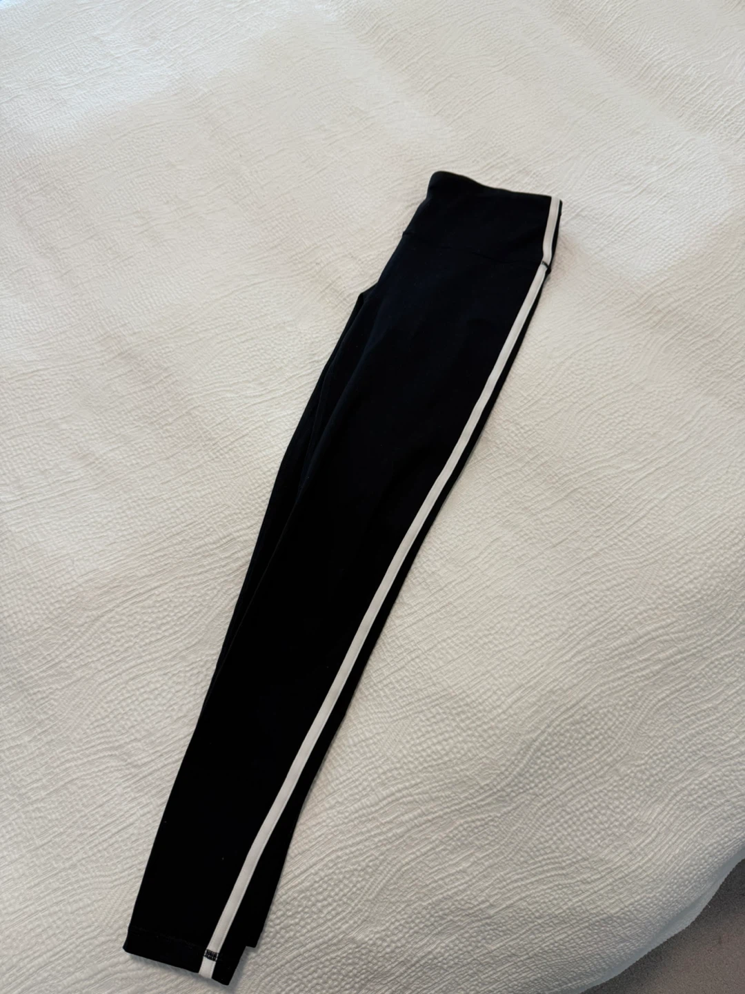 Black Leggings with White Side Stripe