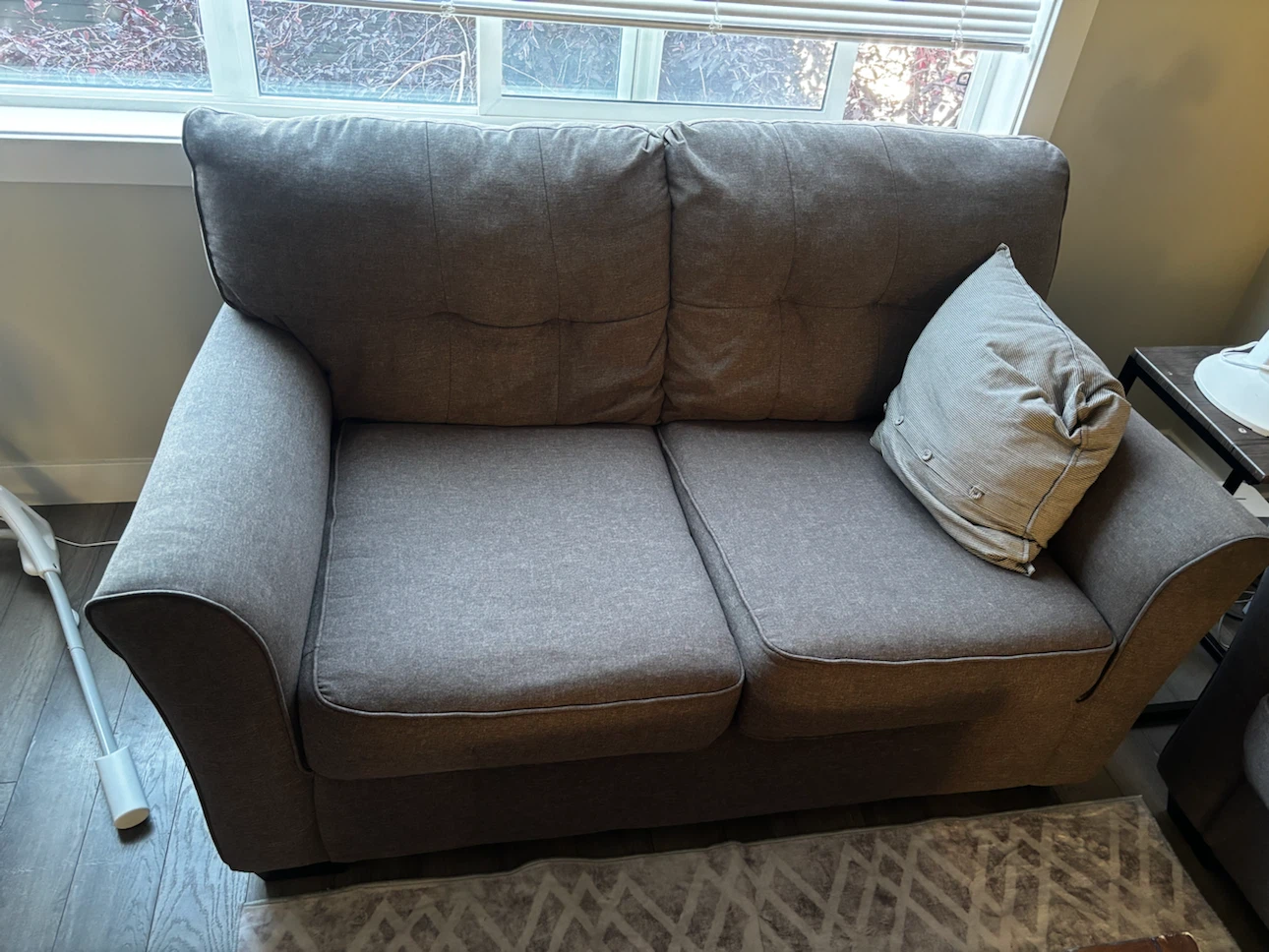 Two-Seater Brown Fabric Loveseat and Couch - photo 2