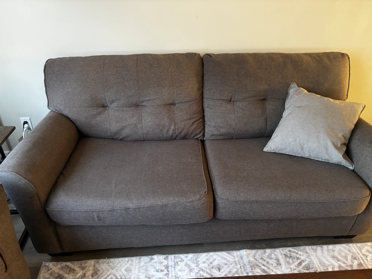 Two-Seater Brown Fabric Loveseat and Couch - photo 3