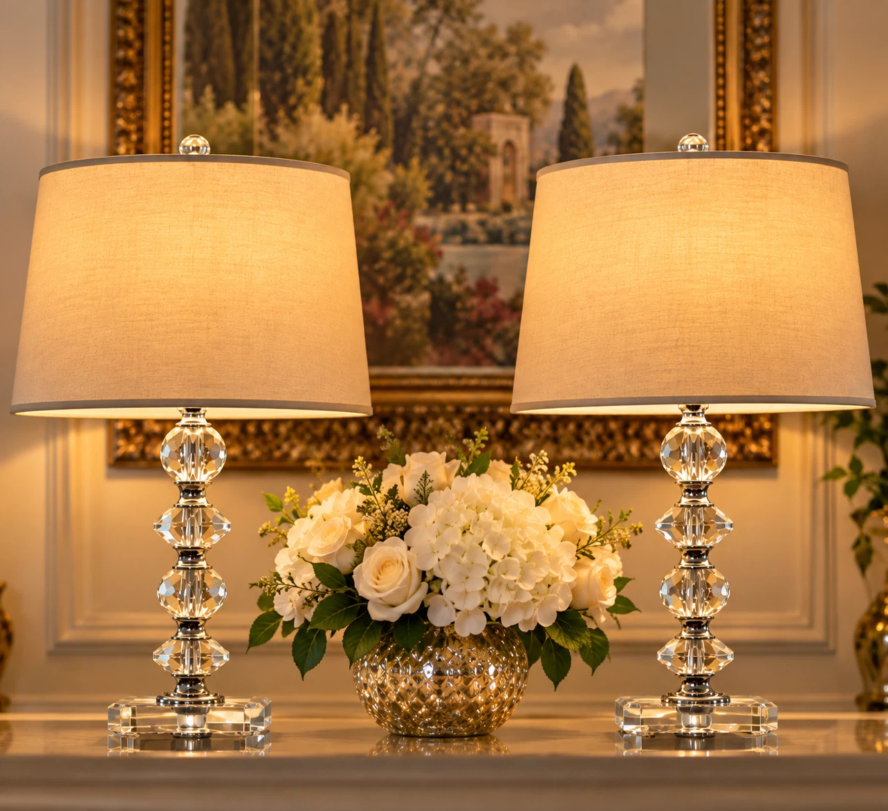 Set of Two Crystal Table Lamps