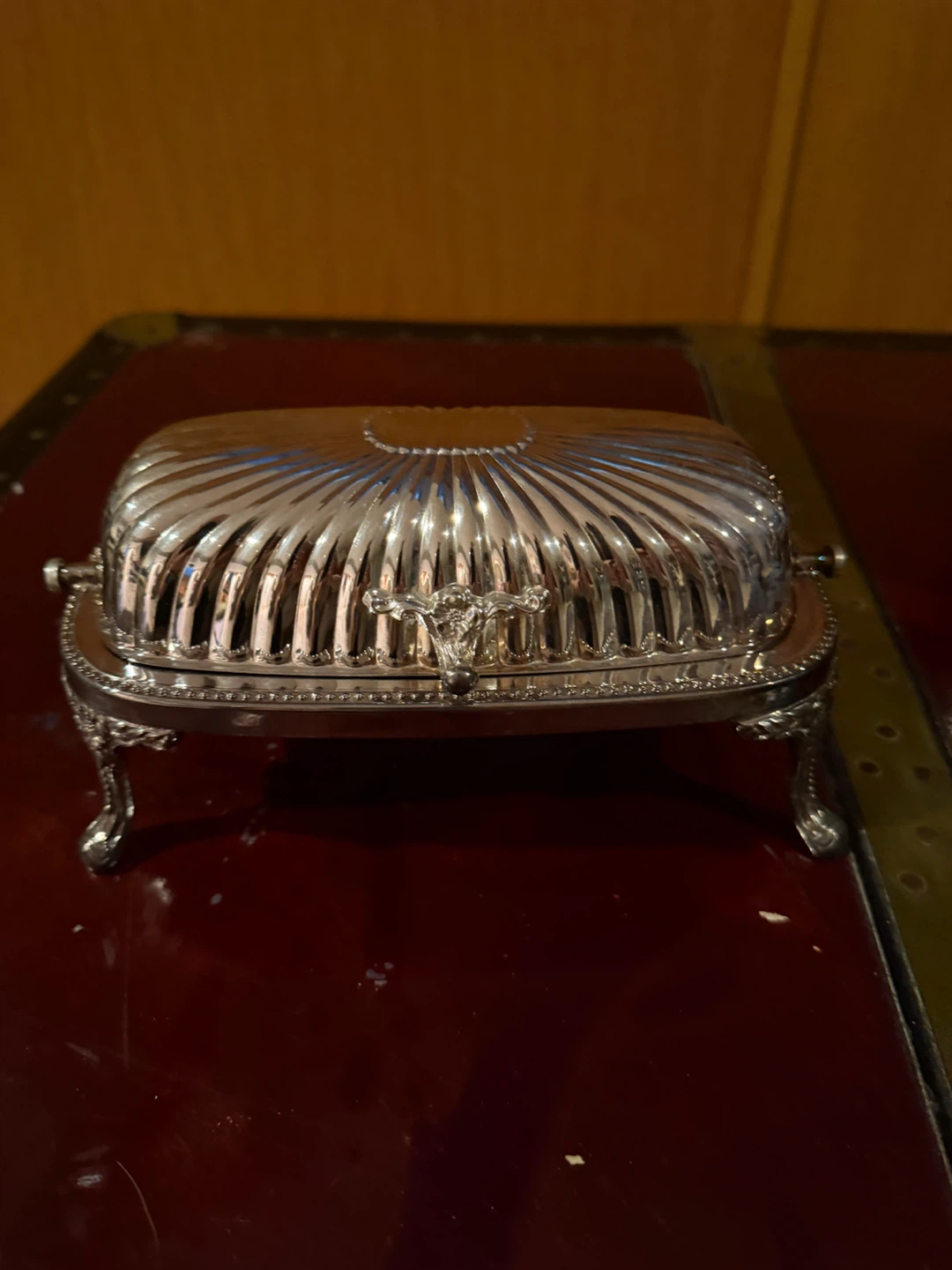 Vintage Silver Plated Butter Dish with Glass Insert