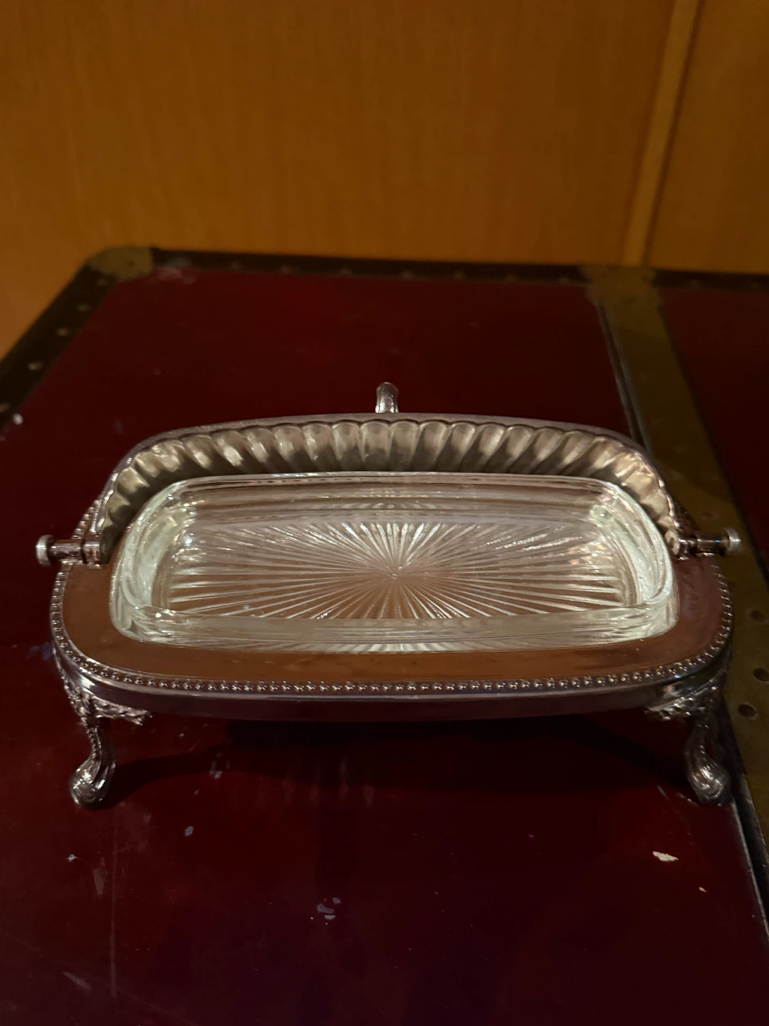 Vintage Silver Plated Butter Dish with Glass Insert - photo 2