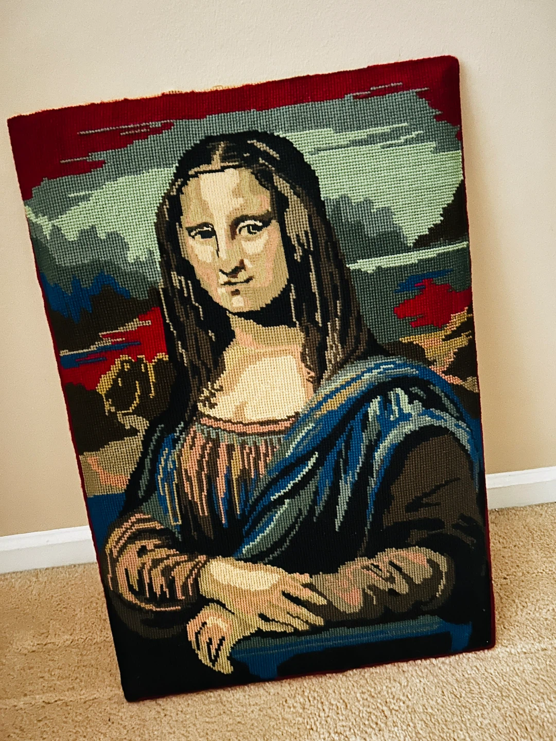 22 by 15 inch Mona Lisa Needlepoint Tapestry