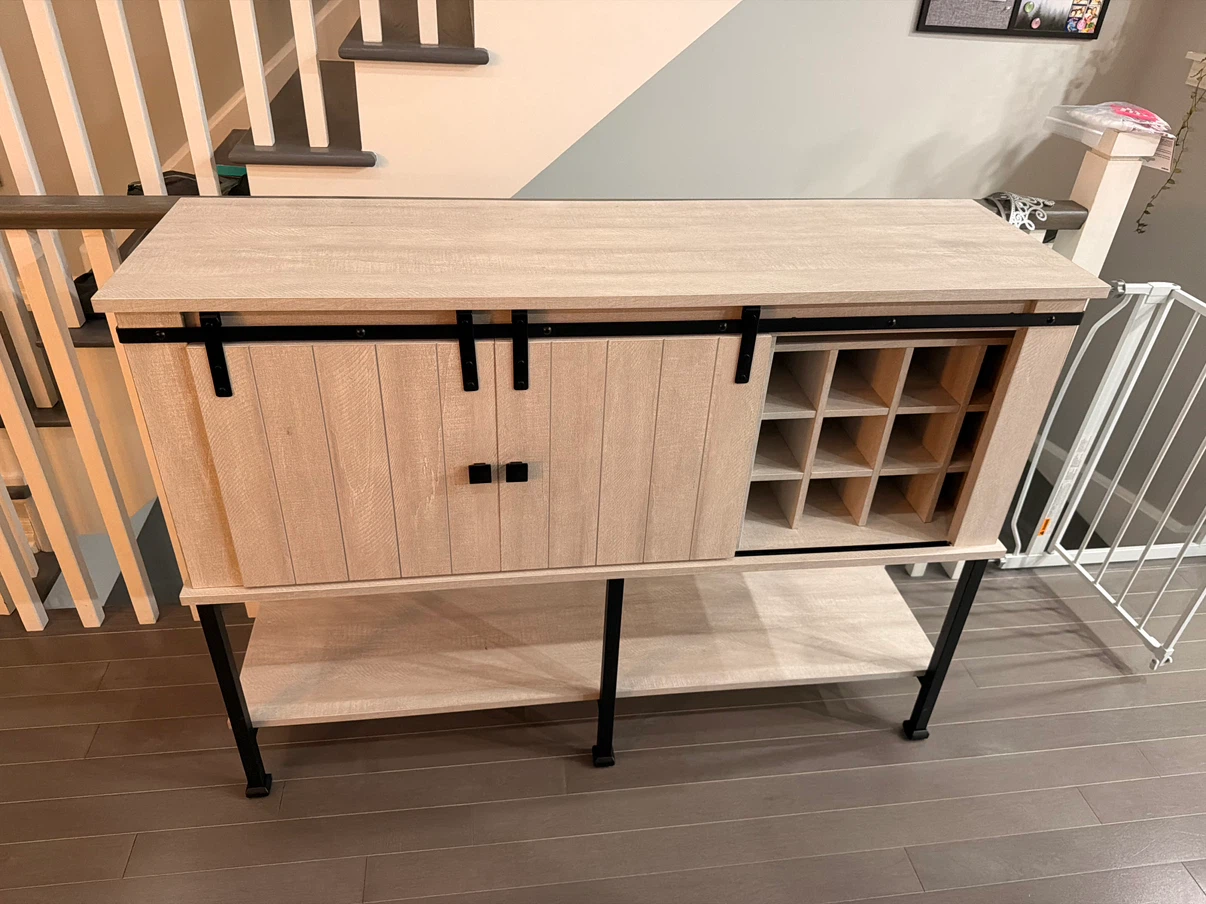 Rustic Farmhouse Barn Door Buffet Cabinet