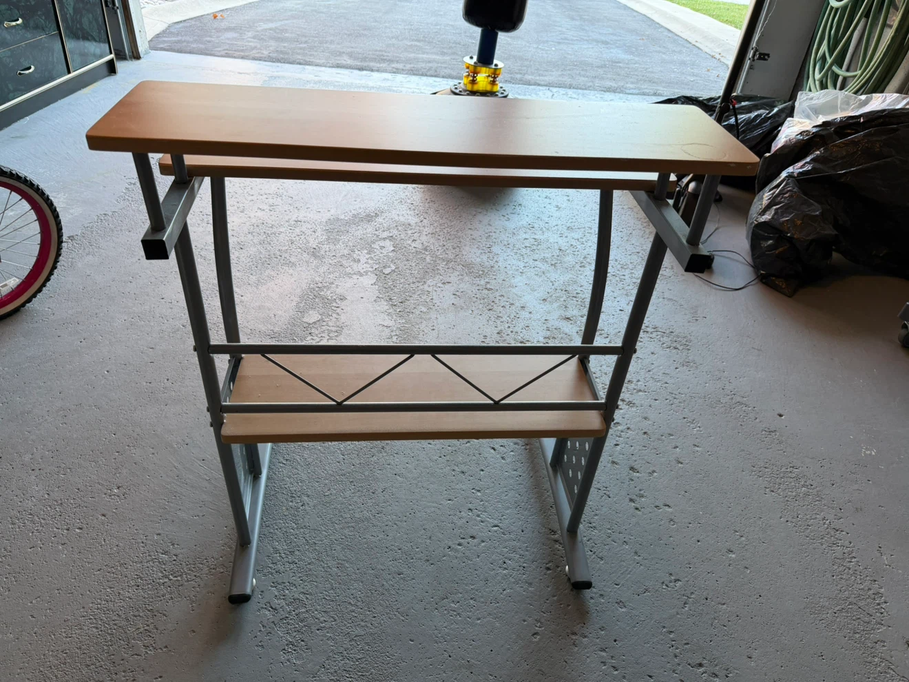 Two-Tier Light Wood Computer Desk