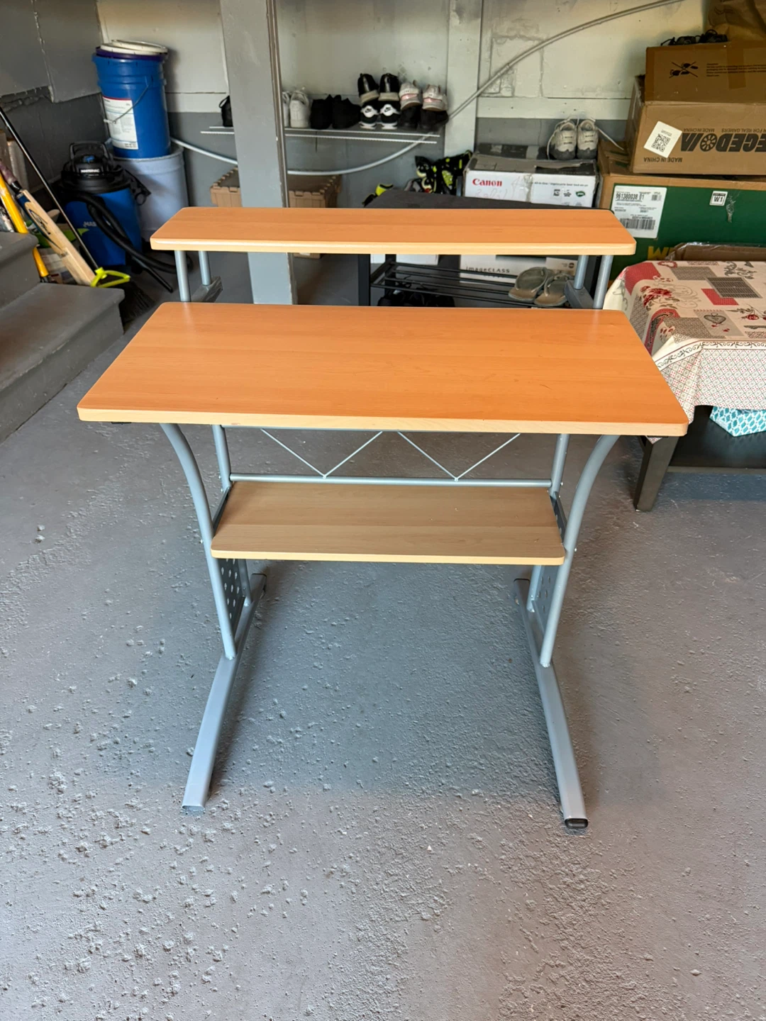 Two-Tier Light Wood Computer Desk - photo 2