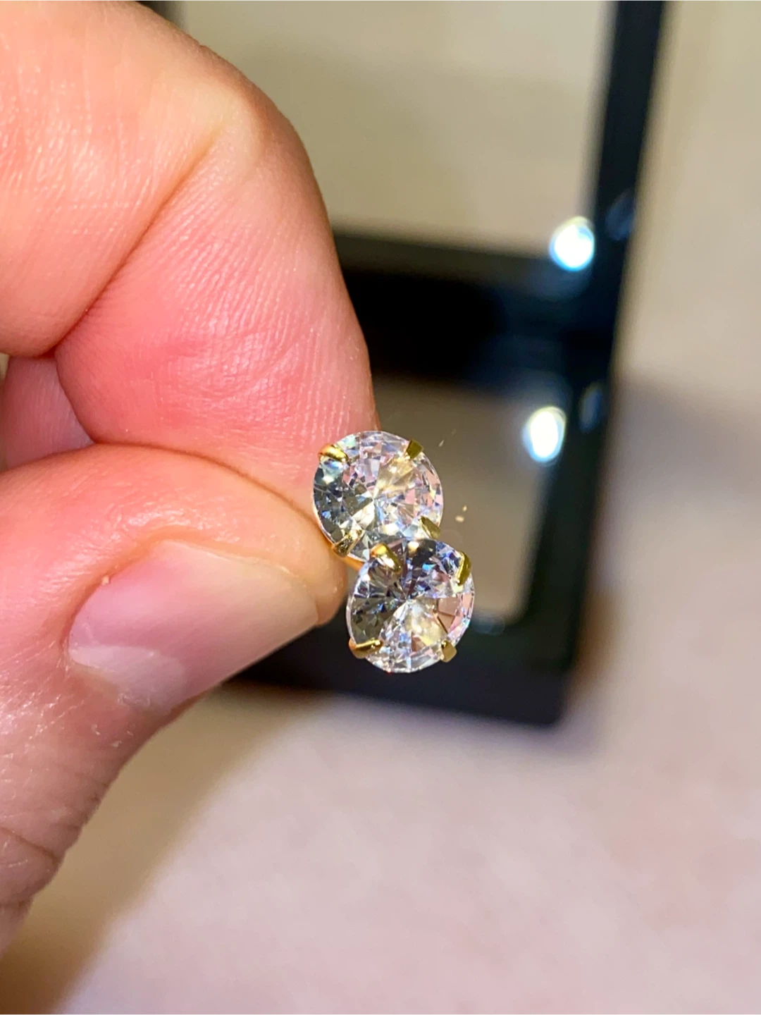 Gold Tone Cubic Zirconia Stud Earrings