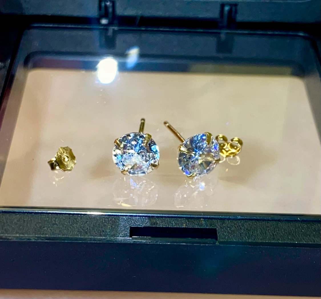Gold Tone Cubic Zirconia Stud Earrings - photo 2
