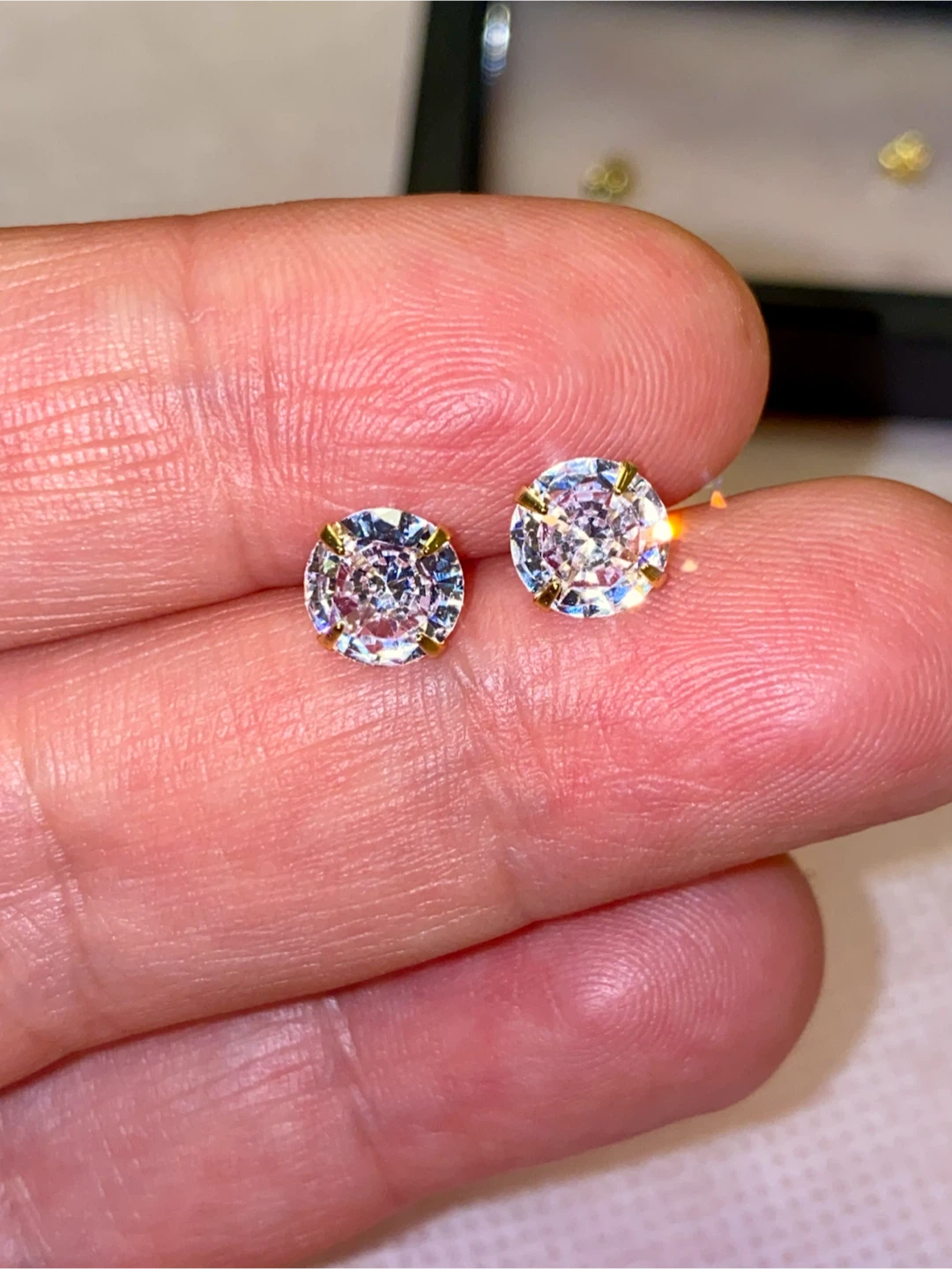 Gold Tone Cubic Zirconia Stud Earrings - photo 3