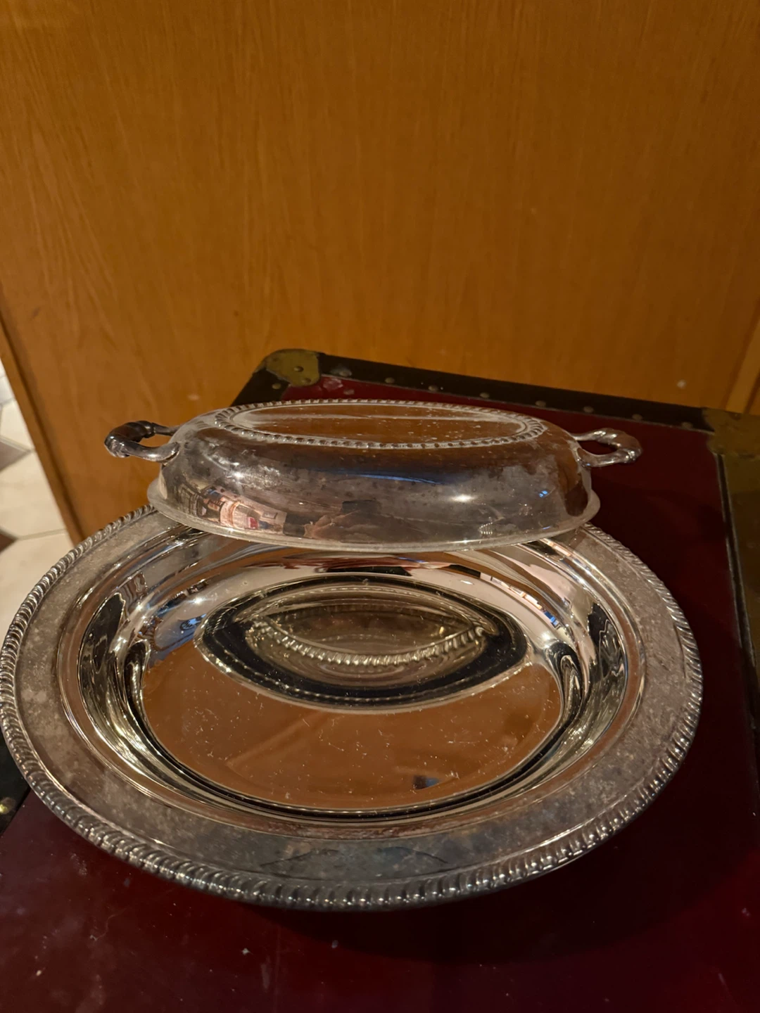 Silver-plated oval serving dish with lid - photo 2