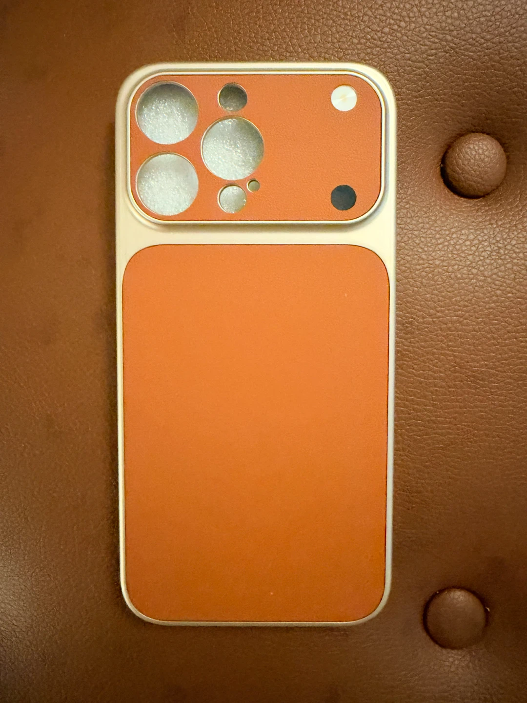 iPhone 15 Pro Max Orange Leather Case