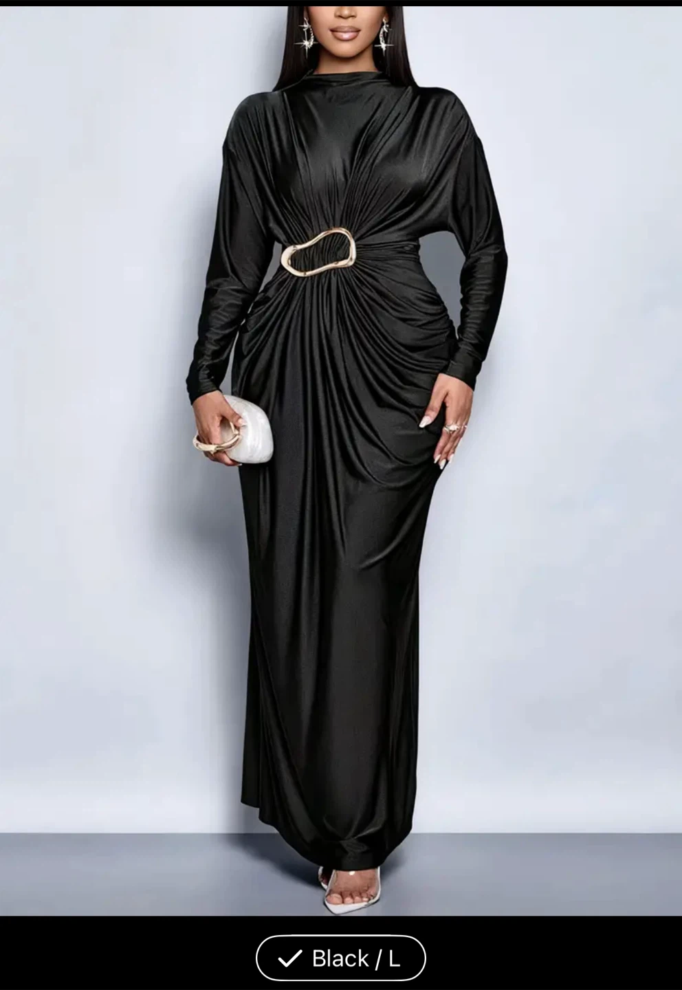 Black Long-Sleeve Maxi Dress