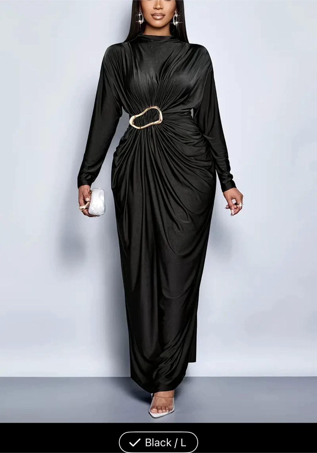 Black Long-Sleeve Maxi Dress - photo 2