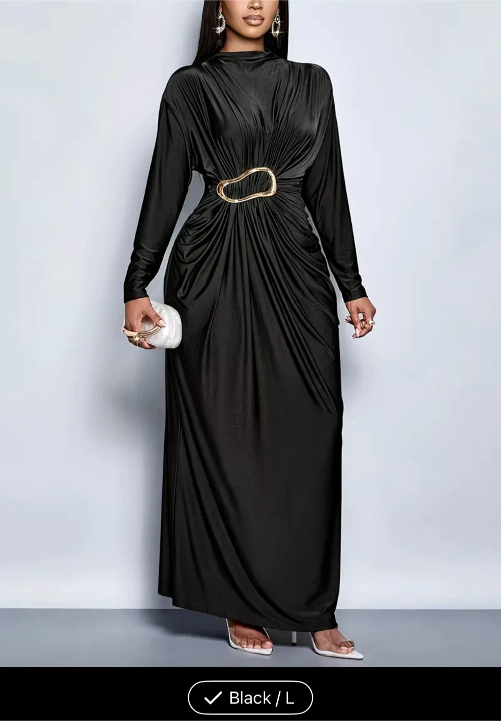 Black Long-Sleeve Maxi Dress - photo 4