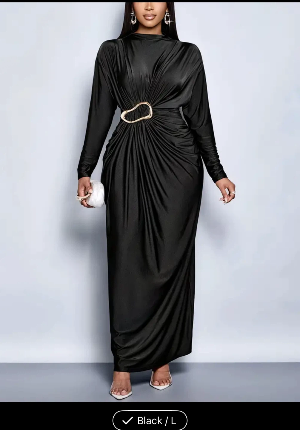 Black Long-Sleeve Maxi Dress - photo 5