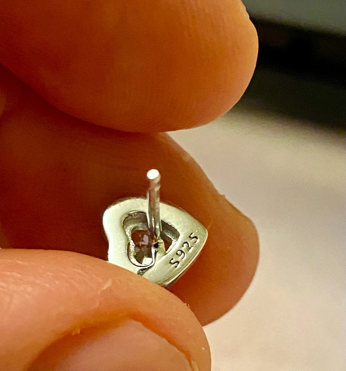 S925 Sterling Silver Heart Stud Earrings - photo 4
