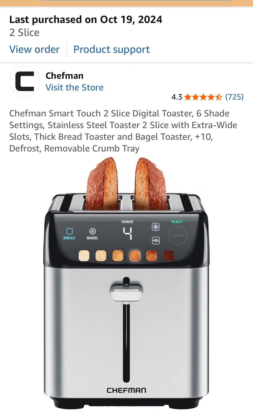 Chefman Smart Touch 2 Slice Digital Toaster - photo 2