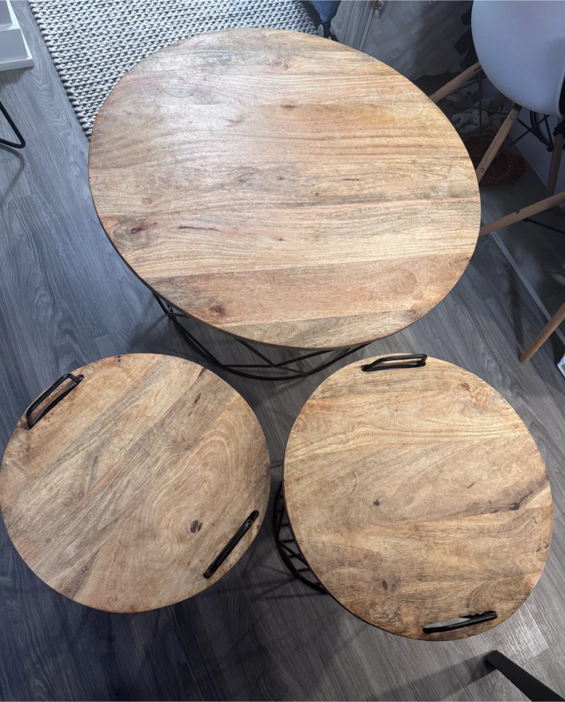 Set of 3 Round Wooden Nesting Wooden Coffee Tables