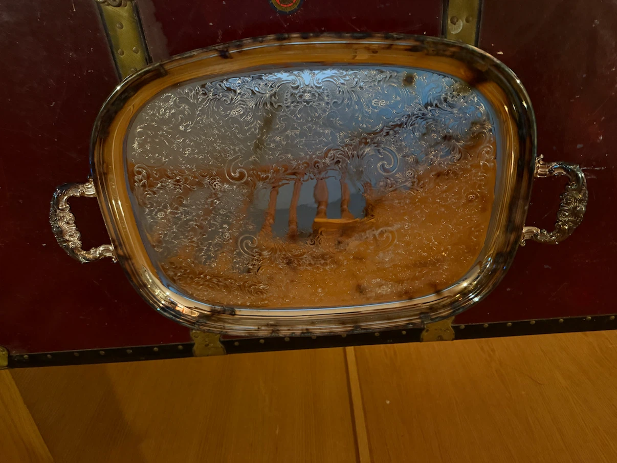 Vintage silver plated ornate serving tray