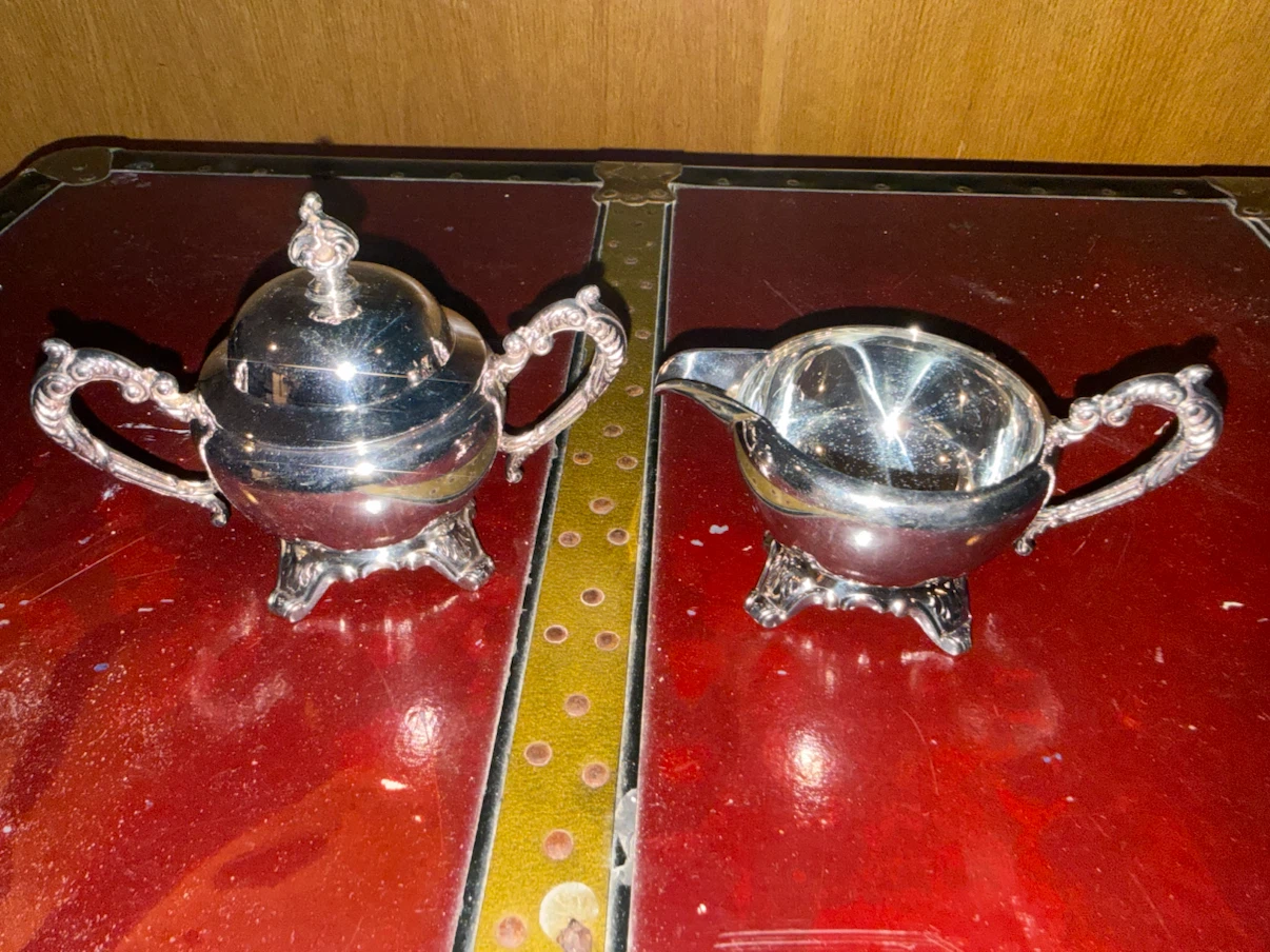 Wm. A. Rogers Silver Plated Creamer and Sugar Bowl Set