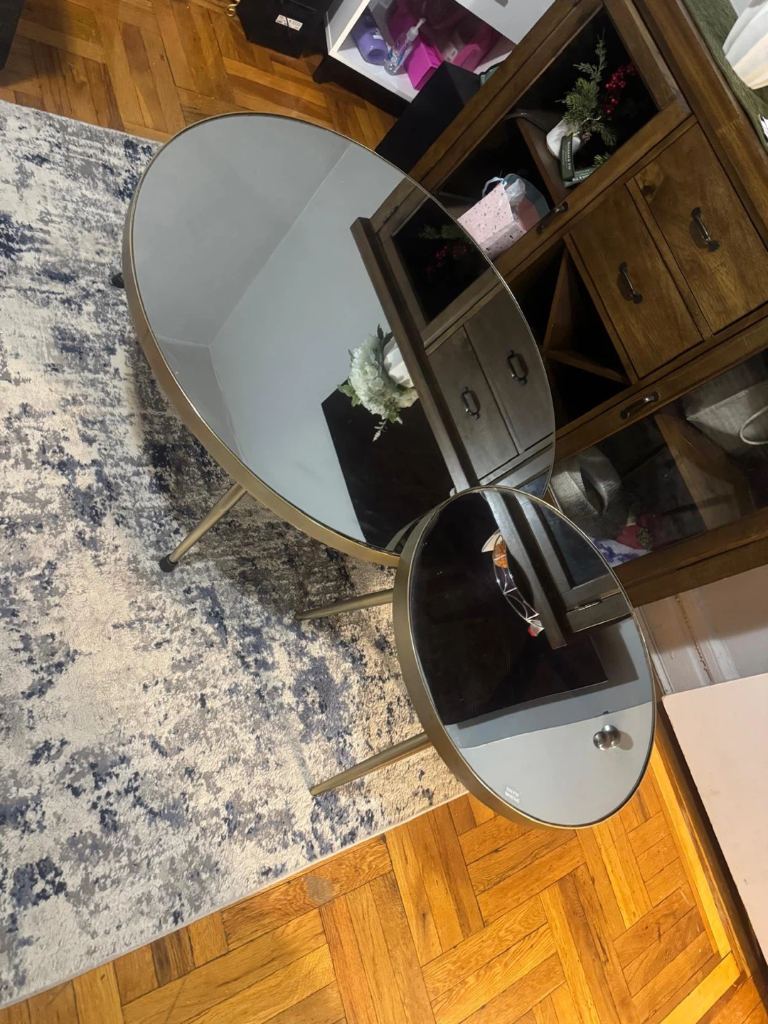Modern Mirrored Round Nesting Coffee Table Set - photo 4