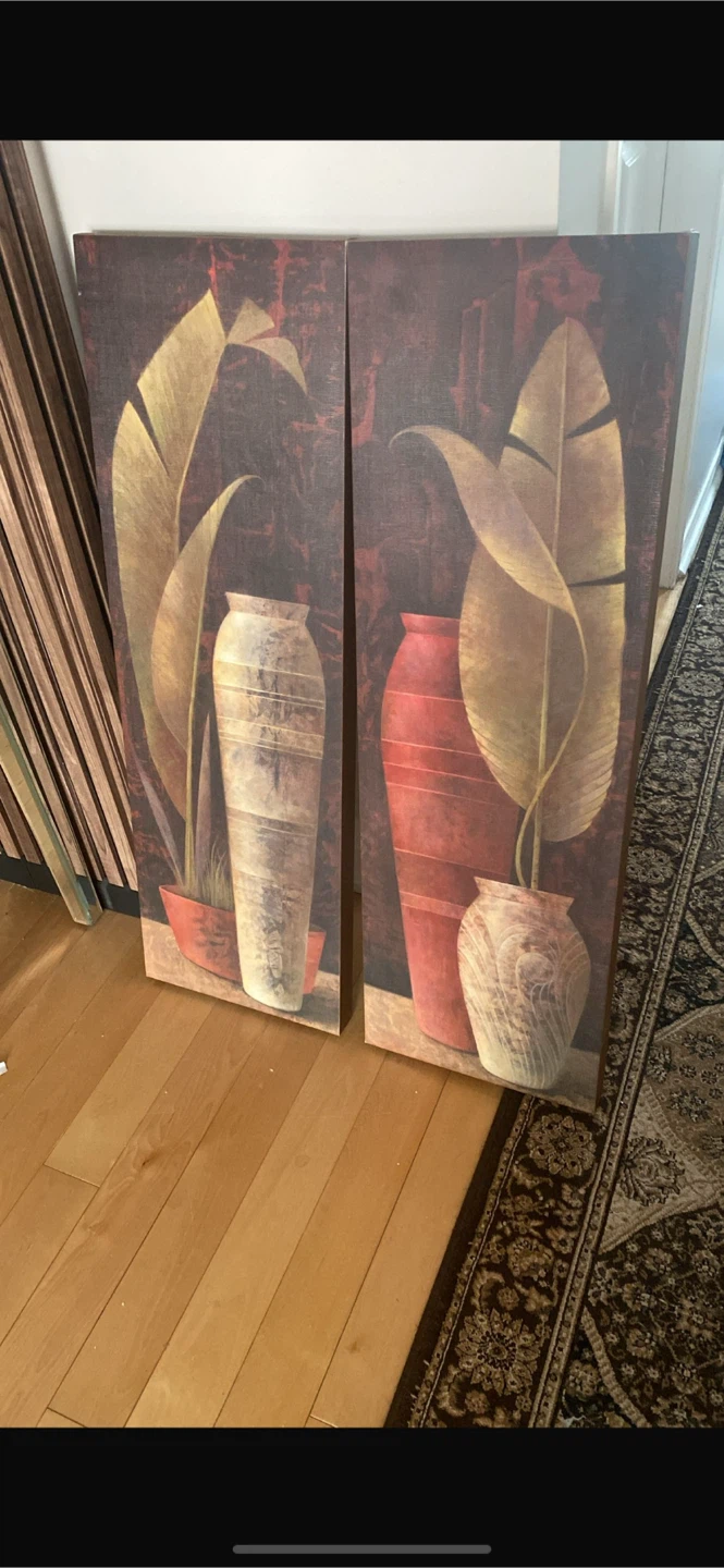 Set of Two Tropical Vase Canvas Prints