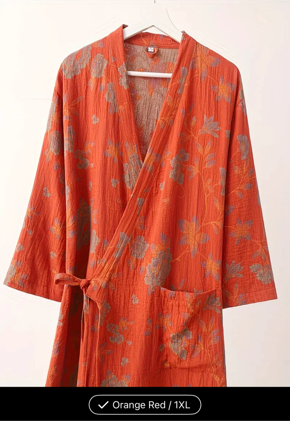 Beautiful Orange Red Floral Robe