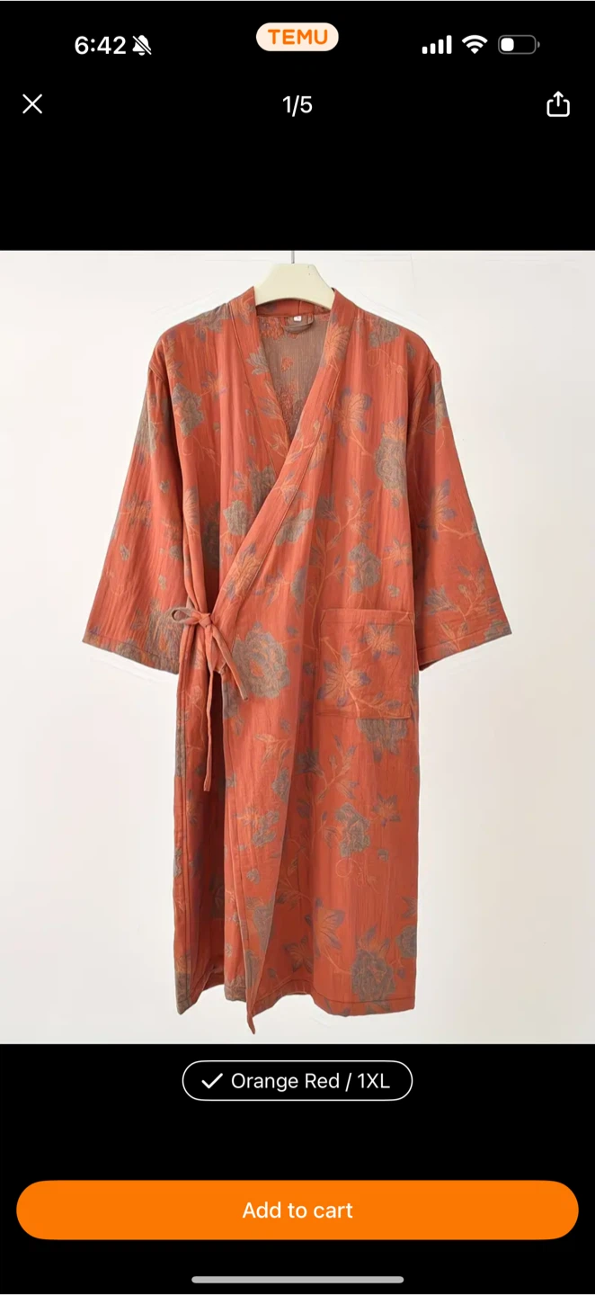 Beautiful Orange Red Floral Robe - photo 2