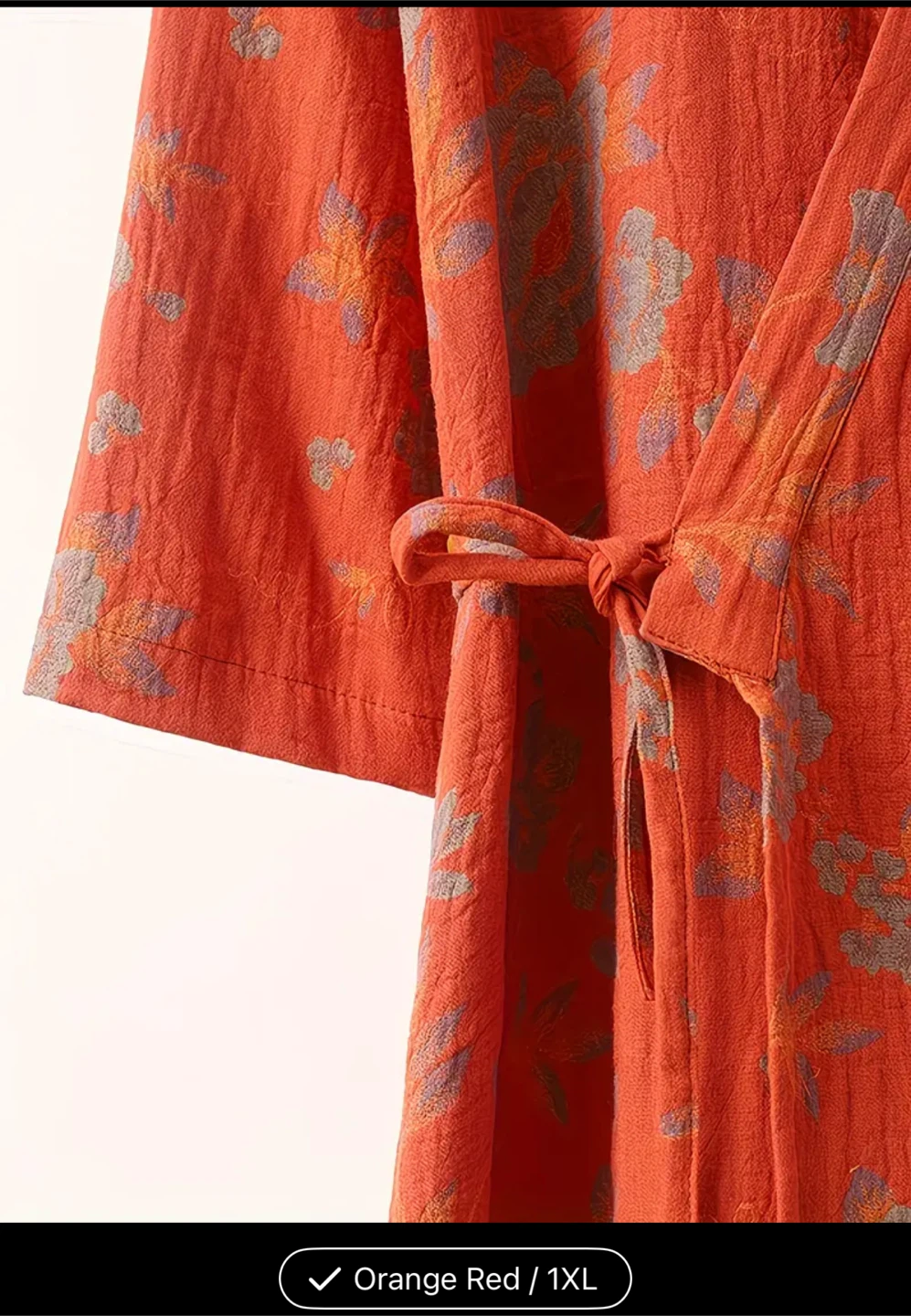Beautiful Orange Red Floral Robe - photo 3