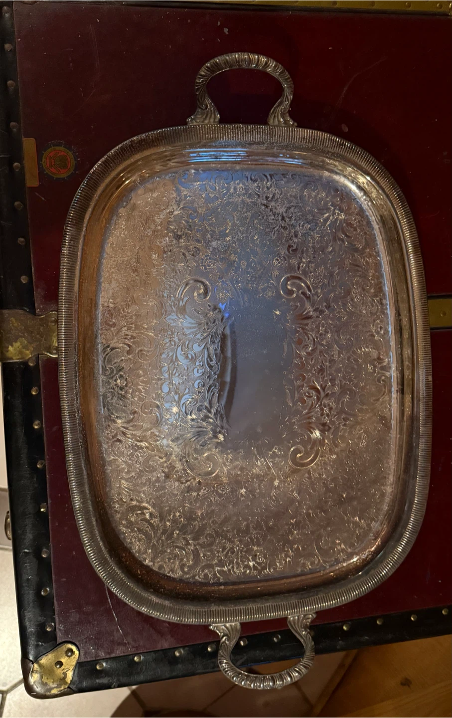 Vintage Silver-Plated Ornate Serving Tray