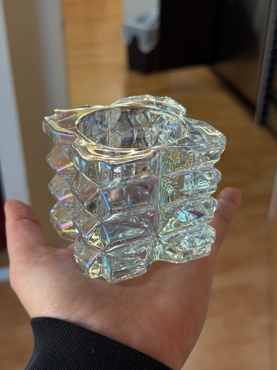 Iridescent Glass Tealight Holder