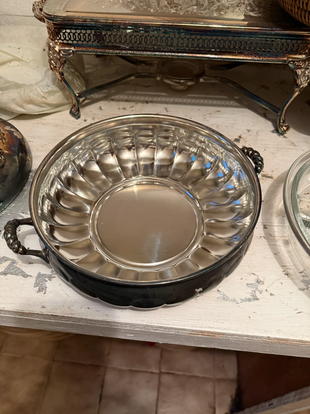 Silver Plated Casserole Dish with Glass Divider - photo 3