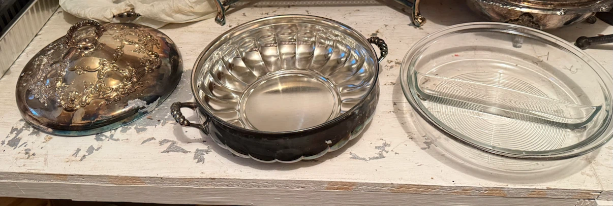Silver Plated Casserole Dish with Glass Divider - photo 4