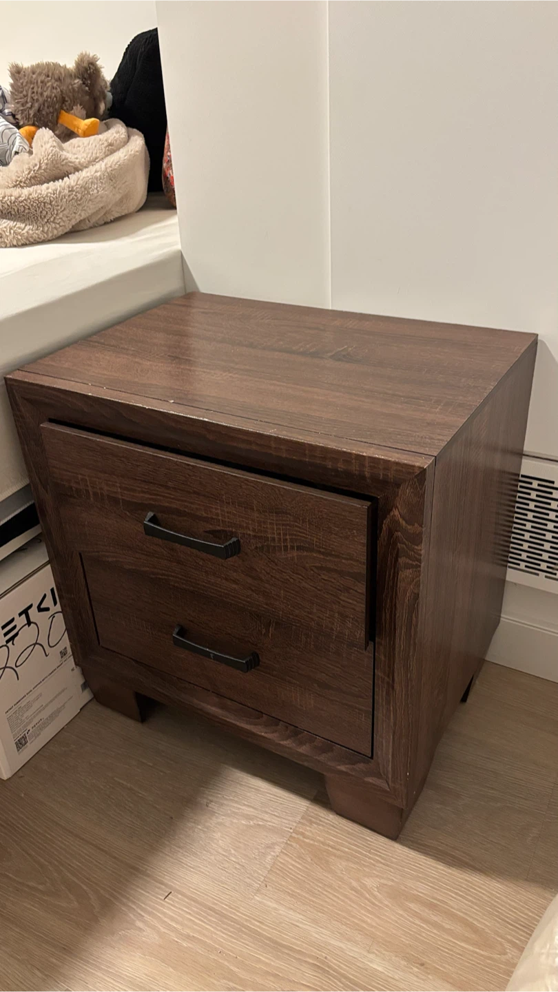 Two-Drawer Dark Wood Nightstand - photo 2