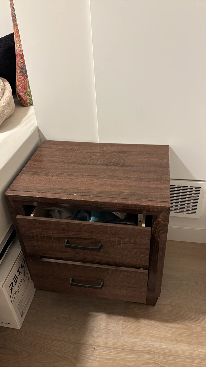 Two-Drawer Dark Wood Nightstand - photo 3