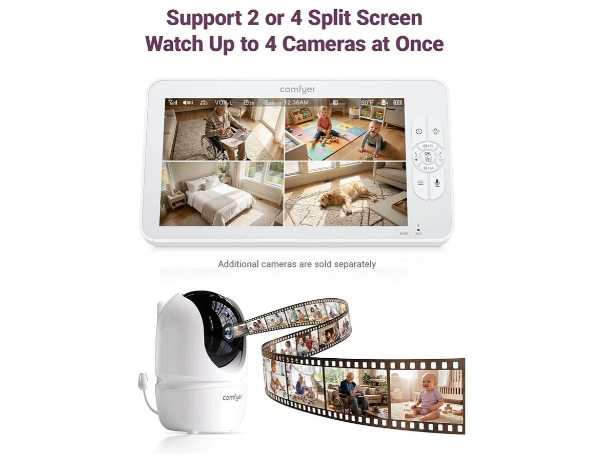 Comfyer BM01 7-inch Split-Screen Baby Monitor with 2 Cameras - photo 2