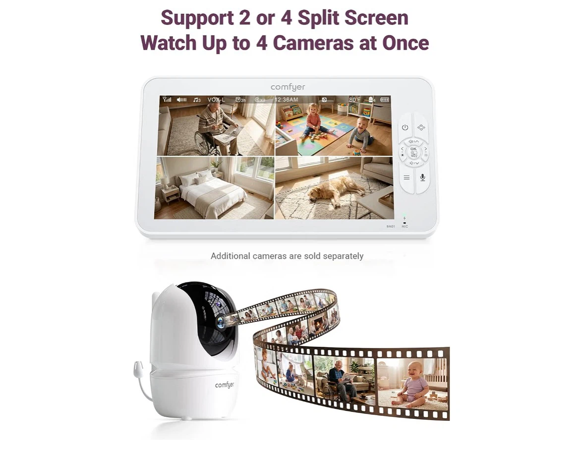 Comfyer BM01 7-inch Split-Screen Baby Monitor with 2 Cameras - photo 3