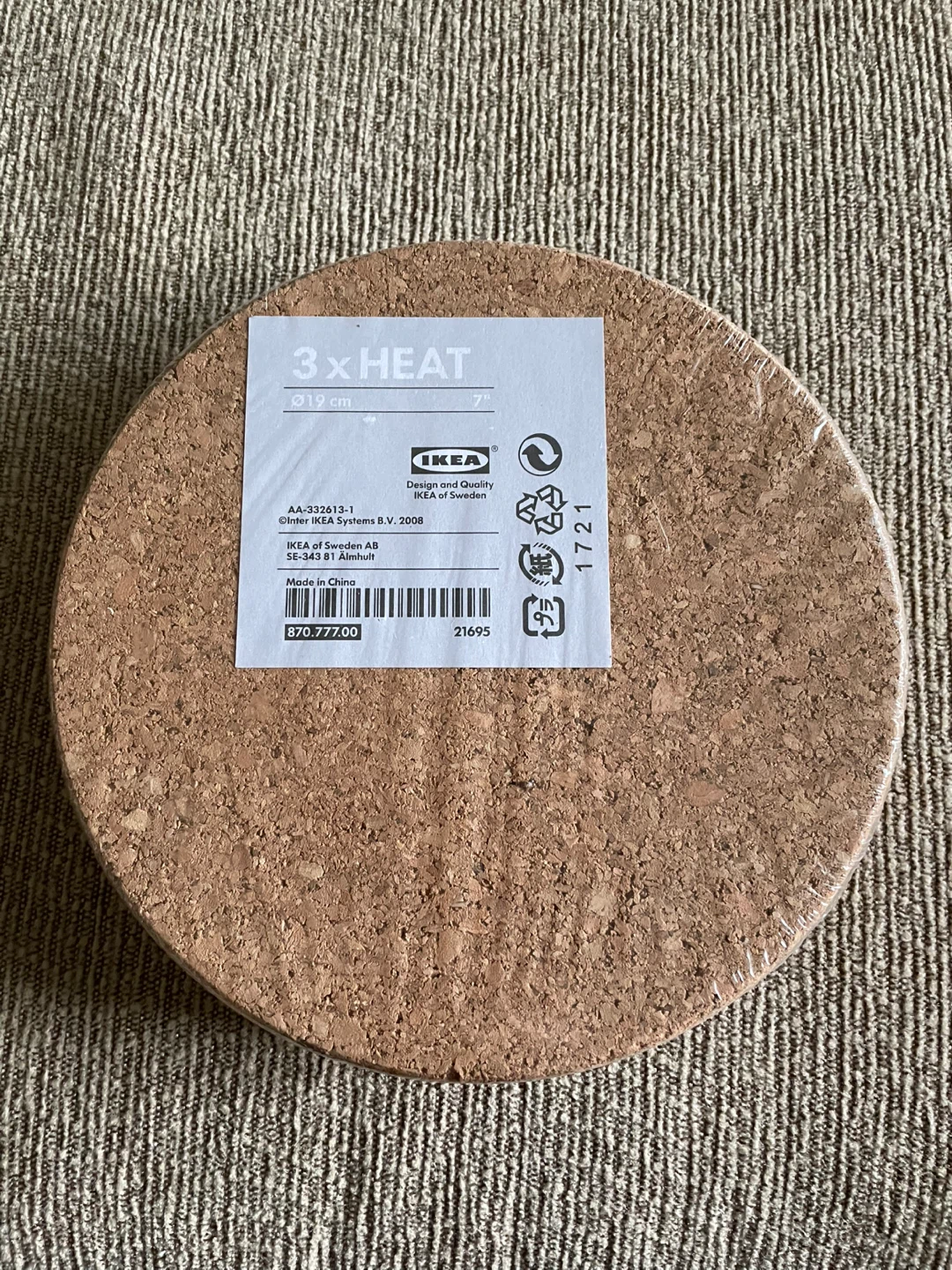 IKEA HEAT Cork Trivet Set
