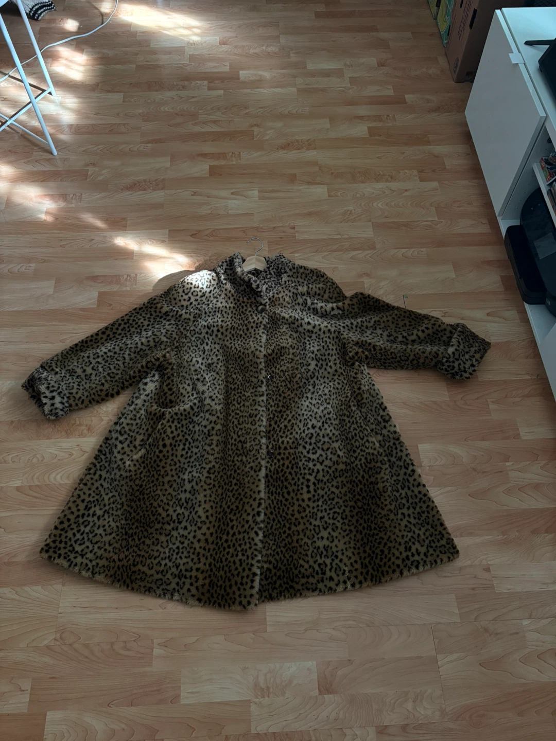 Utex Classic Leopard Print Faux Fur Coat