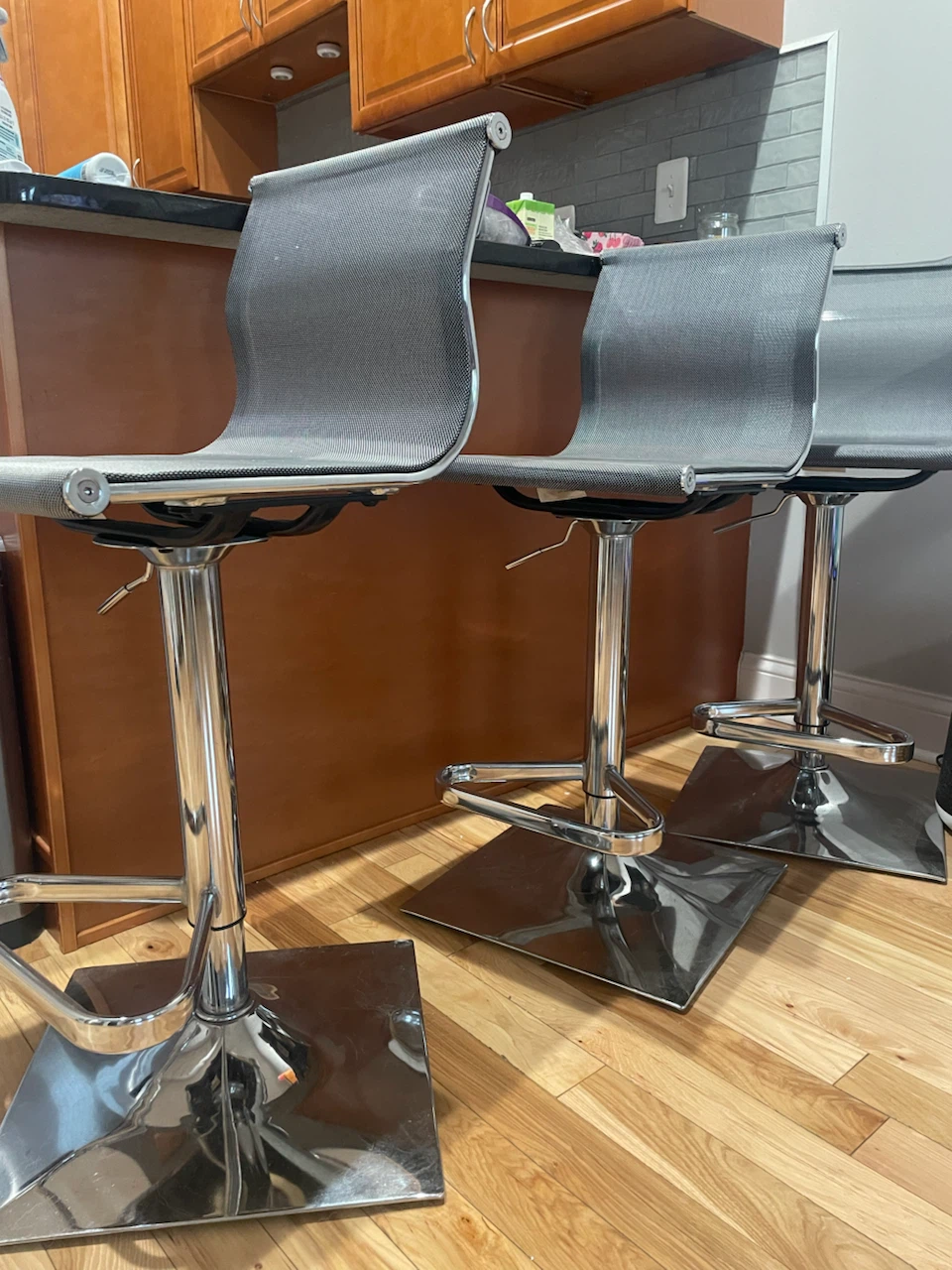 Set of 3 Modern Grey Bar Stools - photo 2