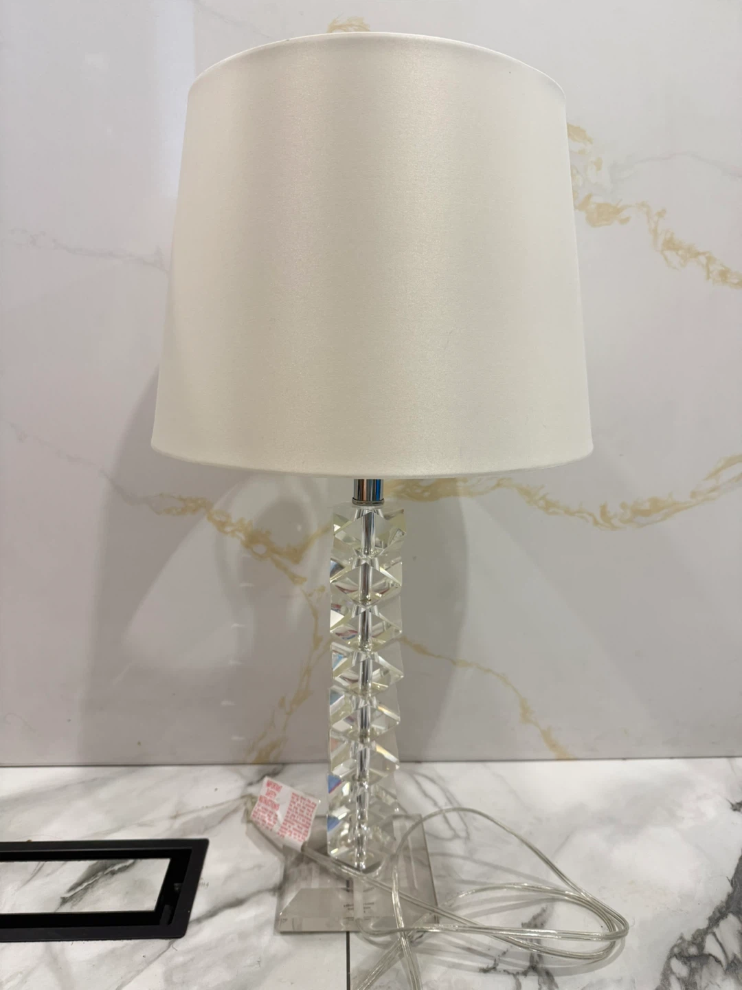 Crystal Table Lamp with White Shade
