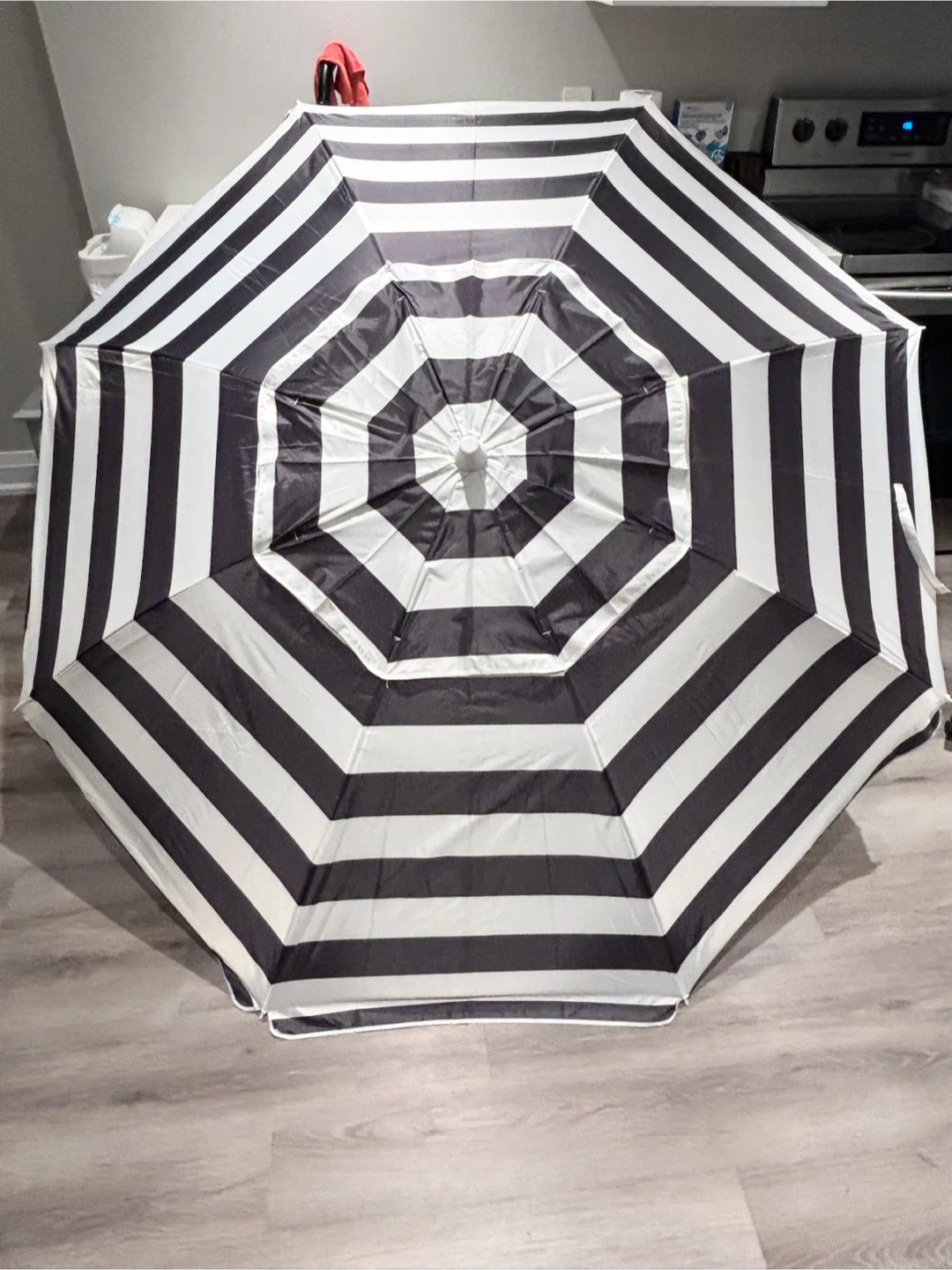Beach Umbrella Large , Navy blue and white stripe