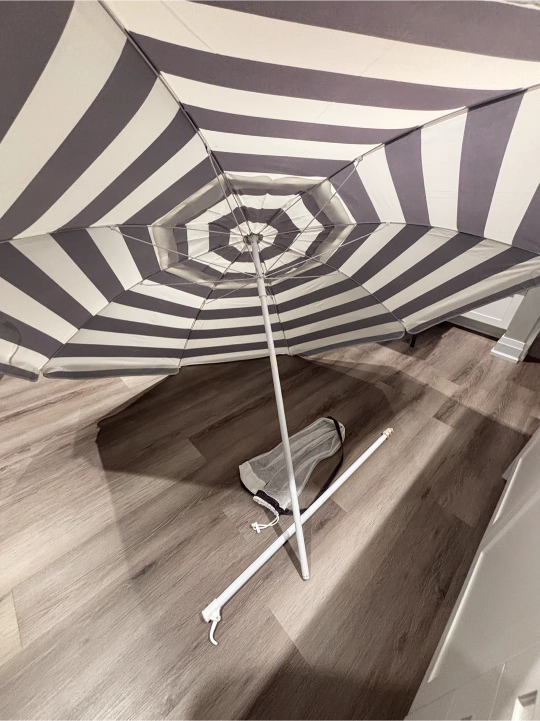 Beach Umbrella Large , Navy blue and white stripe - photo 2